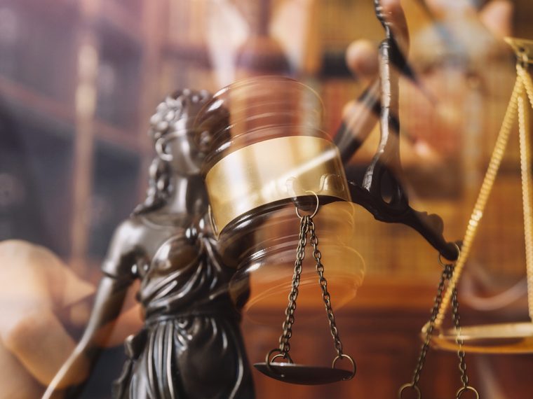 Scales of justice and gavel