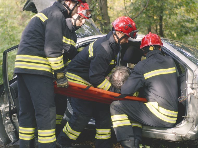 Emergency crews at the scene of a serious collision